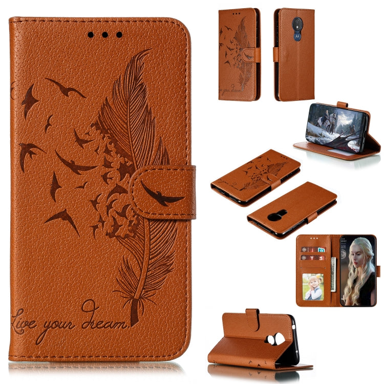 Feather Pattern Litchi Texture Horizontal Flip Leather Case with Wallet & Holder & Card Slots, For Motorola One Pro, For Motorola Moto E6, For Motorola Moto G7 Play, For Motorola Moto G7 Power