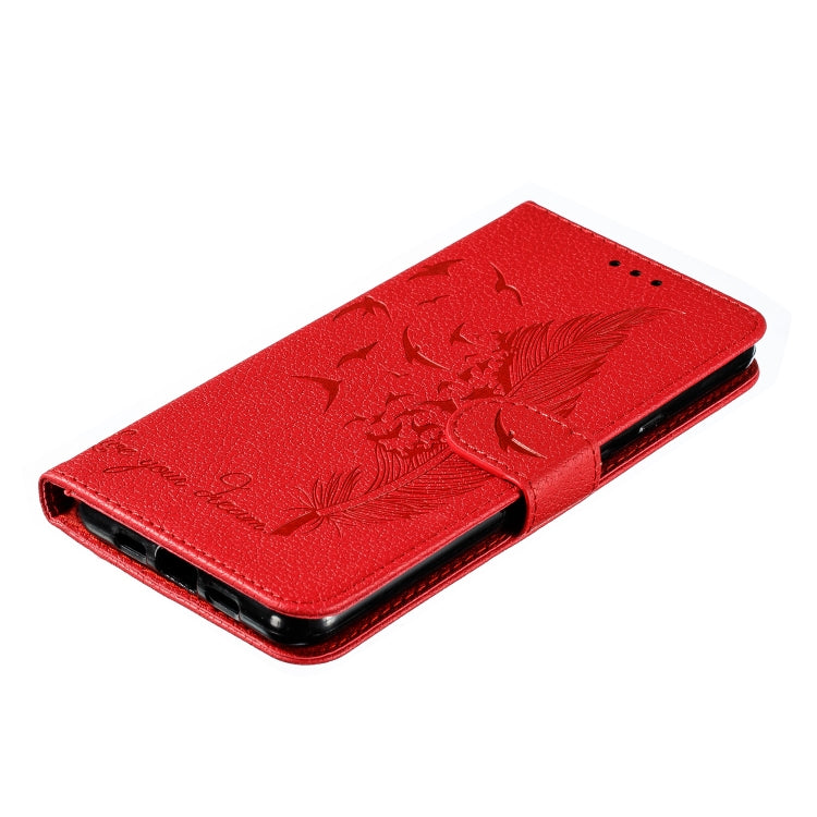Feather Pattern Litchi Texture Horizontal Flip Leather Case with Wallet & Holder & Card Slots, For Google Pixel 3a XL, For Google Pixel 4