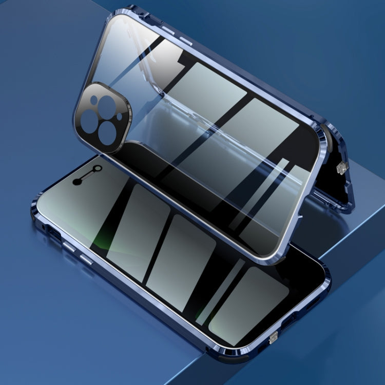 Four-corner Shockproof Anti-peeping Magnetic Metal Frame Double-sided Tempered Glass Case, For iPhone 11 Pro Max, For iPhone 11 Pro, For iPhone 12, For iPhone 12 Pro, For iPhone 12 Pro Max