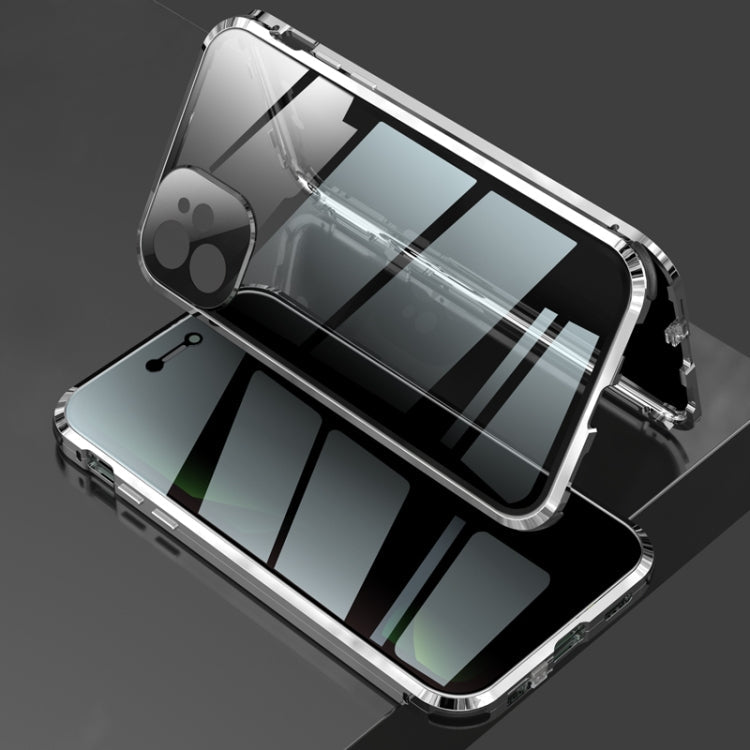 Four-corner Shockproof Anti-peeping Magnetic Metal Frame Double-sided Tempered Glass Case, For iPhone 11 Pro Max, For iPhone 11 Pro, For iPhone 12, For iPhone 12 Pro, For iPhone 12 Pro Max