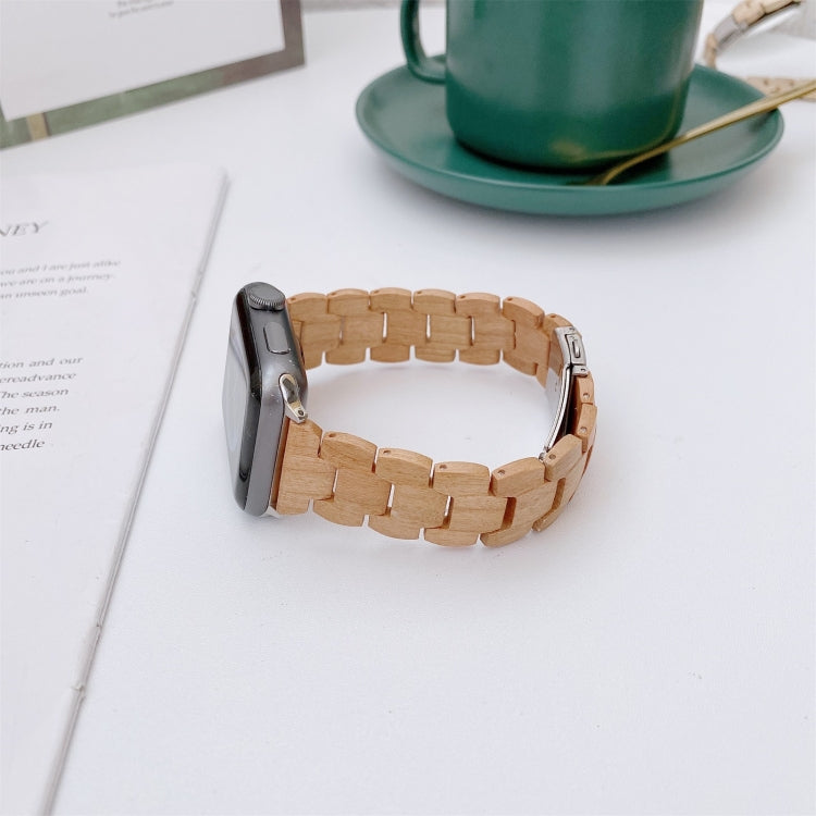 Wooden Bead Woven Watchband For Apple Watch Series 6 & SE & 5 & 4 40mm / 3 & 2 & 1 38mm, For Apple Watch Series 7 41mm / 6 & SE & 5 & 4 40mm / 3 & 2 & 1 38mm, For Apple Watch Series 8&7 41mm / SE 2&6&SE&5&4 40mm / 3&2&1 38mm