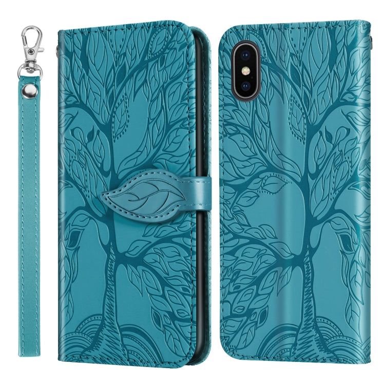 Life of Tree Embossing Pattern Horizontal Flip Leather Case with Holder & Card Slot & Wallet & Photo Frame & Lanyard, For iPhone XS Max