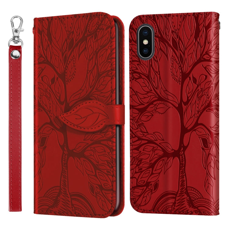 Life of Tree Embossing Pattern Horizontal Flip Leather Case with Holder & Card Slot & Wallet & Photo Frame & Lanyard, For iPhone XS Max