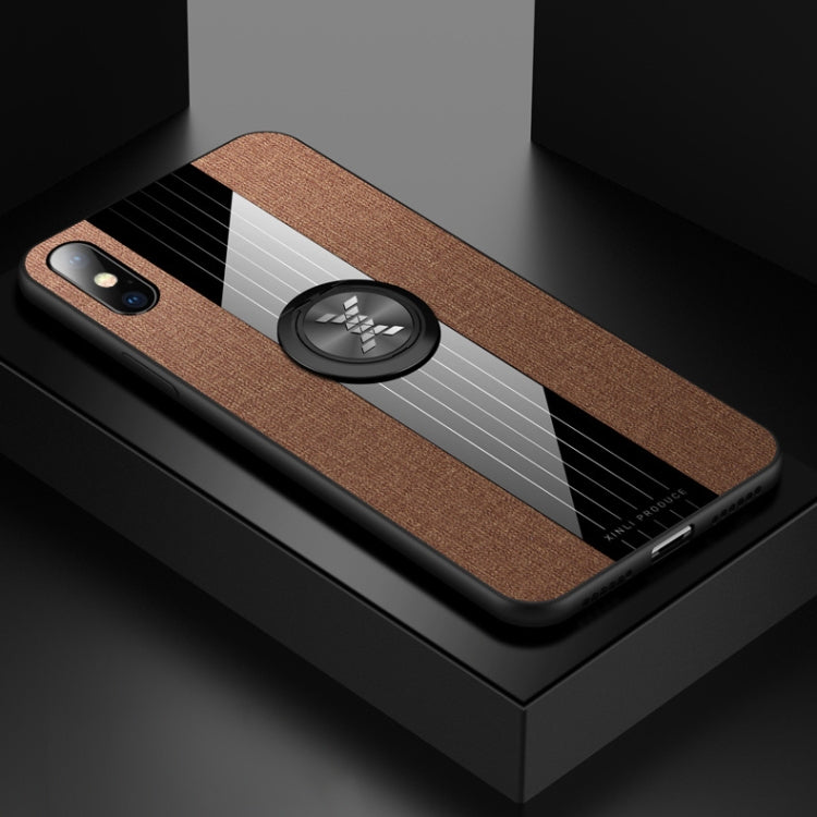 XINLI Stitching Cloth Textue Shockproof TPU Protective Case with Ring Holder, For iPhone 8 / 7, For iPhone 8 Plus / 7 Plus, For iPhone X / XS, For iPhone XR