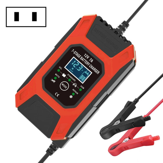 FOXSUR Car / Motorcycle Repair Charger 12V 7A 7-stage + Multi-battery Mode Lead-acid Battery Charger, US Plug, EU Plug, UK Plug