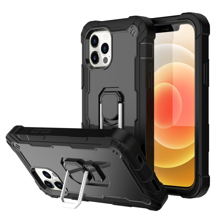 PC + Rubber 3-layers Shockproof Protective Case with Rotating Holder, For iPhone 12 Mini, For iPhone 12 / 12 Pro