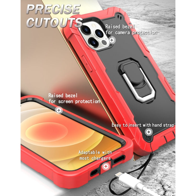 PC + Rubber 3-layers Shockproof Protective Case with Rotating Holder, For iPhone 12 Pro Max