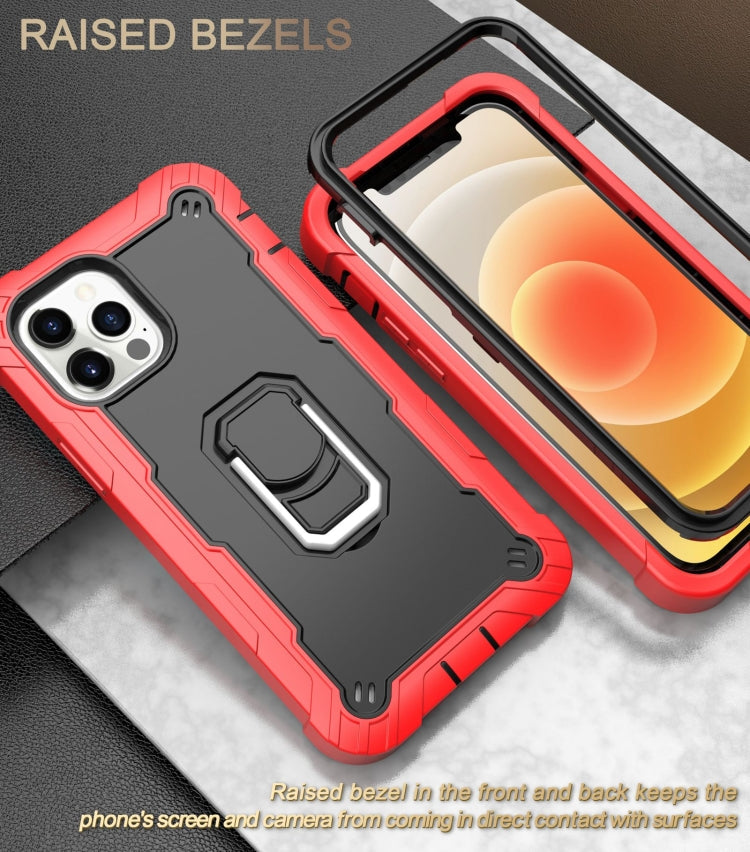 PC + Rubber 3-layers Shockproof Protective Case with Rotating Holder, For iPhone 12 Pro Max