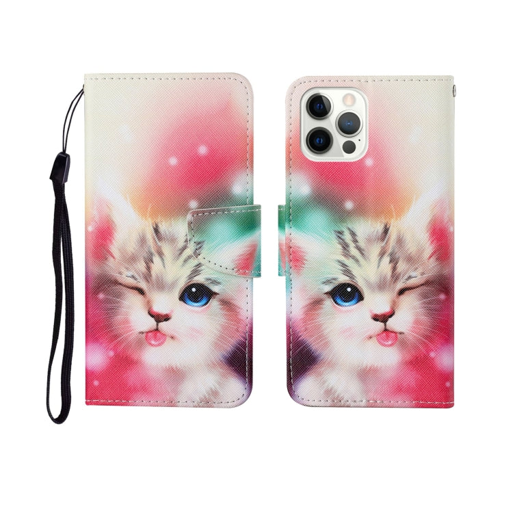 Painted Pattern Horizontal Flip Leathe Case, For iPhone 12/12 Pro