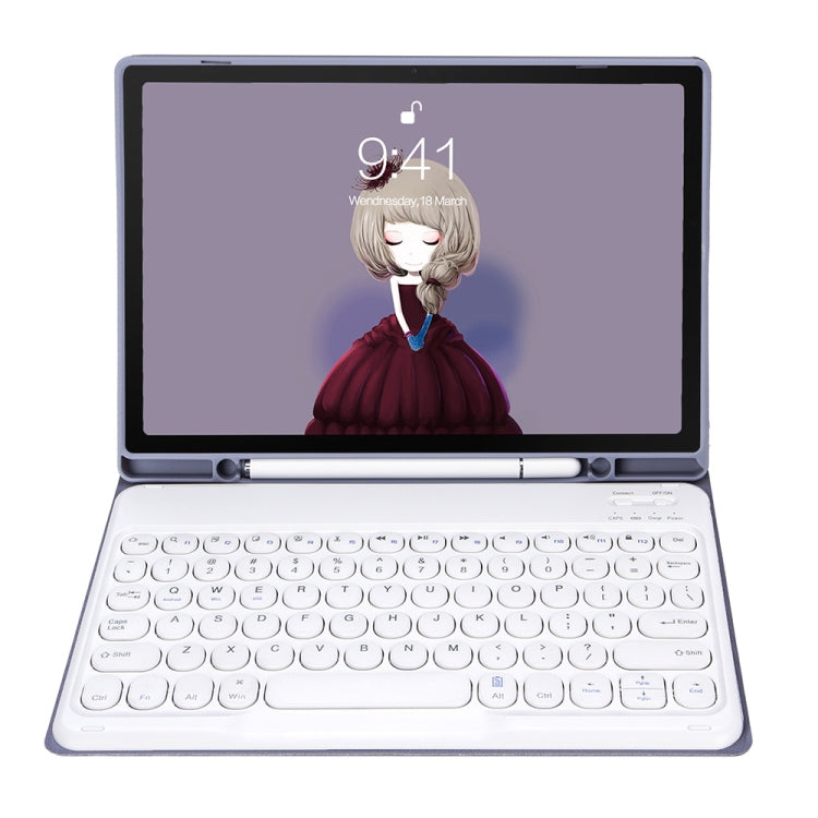 YT11B Detachable Candy Color Skin Feel Texture Round Keycap Bluetooth Keyboard Leather Case For iPad Air 4 2020 / Air 5 2022 / Pro 11 inch 2022 / 2021 / 2020 / 2018(White Ice), For iPad Air 11 2024 / 2025 / Air 2020 10.9                                ...