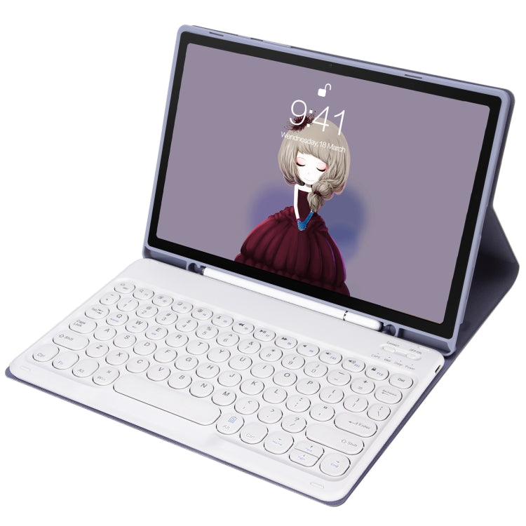 YT11B Detachable Candy Color Skin Feel Texture Round Keycap Bluetooth Keyboard Leather Case For iPad Air 4 2020 / Air 5 2022 / Pro 11 inch 2022 / 2021 / 2020 / 2018(White Ice), For iPad Air 11 2024 / 2025 / Air 2020 10.9                                ...