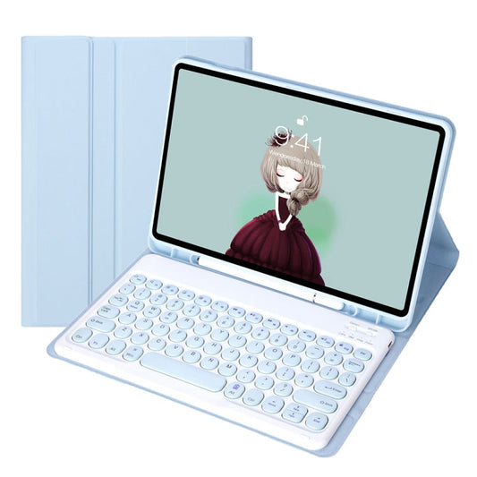 YT11B Detachable Candy Color Skin Feel Texture Round Keycap Bluetooth Keyboard Leather Case For iPad Air 4 2020 / Air 5 2022 / Pro 11 inch 2022 / 2021 / 2020 / 2018(White Ice), For iPad Air 11 2024 / 2025 / Air 2020 10.9
