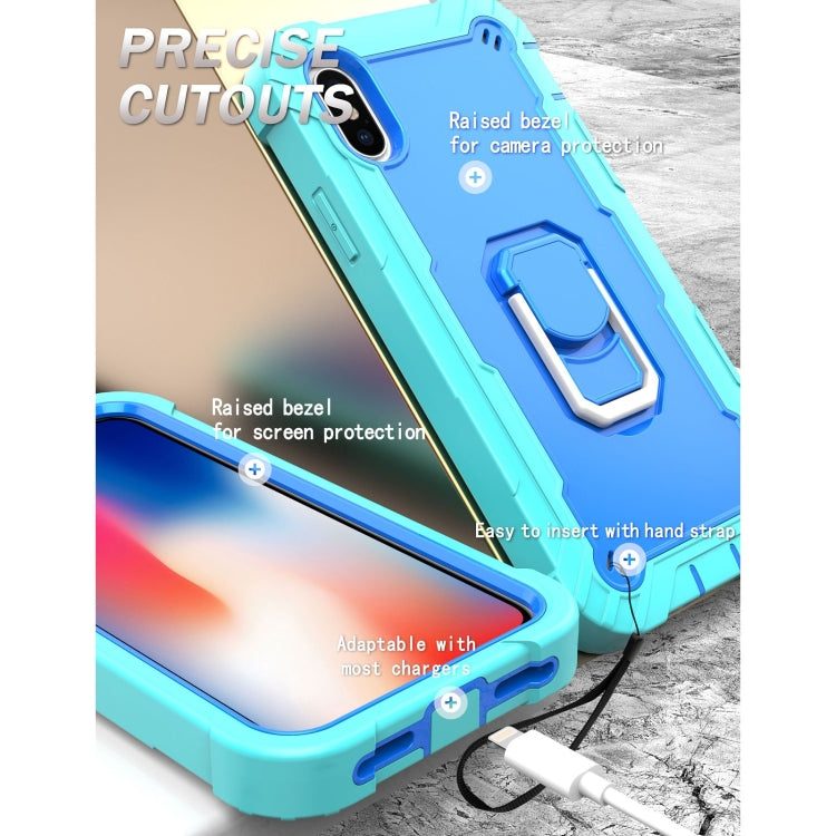 PC + Rubber 3-layers Shockproof Protective Case with Rotating Holder, For iPhone SE 2022 / SE 2020 / 8 / 7, For iPhone XS / X