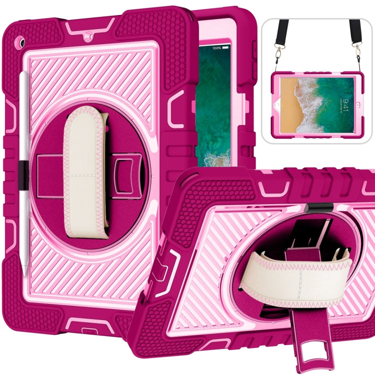 360 Degree Rotation Contrast Color Shockproof Silicone + PC Case with Holder & Hand Grip Strap & Shoulder Strap, For iPad 9.7 2018 / 2017, For iPad 10.2 2021 / 2020 / 2019, For iPad 10.9 / Pro 11 2020 / 2021 / 2018                                      ...