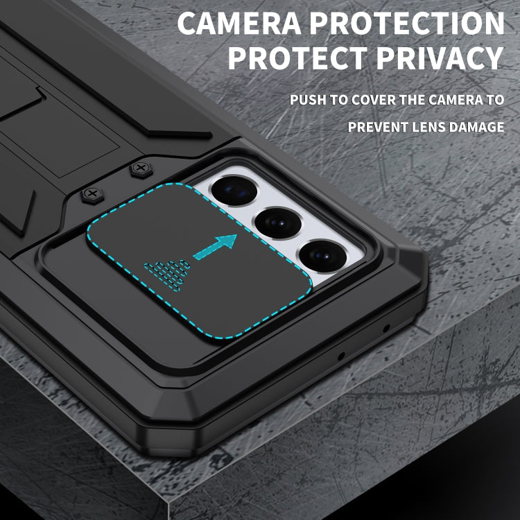 R-JUST Sliding Lens Cover Shockproof Dustproof Waterproof Metal + Silicone Case with Invisible Holder, For Samsung Galaxy S21 Ultra 5G