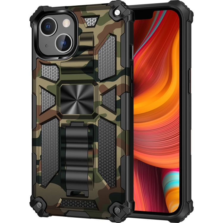 Camouflage Armor Shockproof TPU + PC Magnetic Protective Case with Holder, For iPhone 13 Pro, For iPhone 13 Pro Max, For iPhone 13