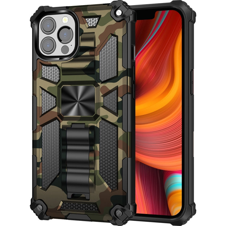 Camouflage Armor Shockproof TPU + PC Magnetic Protective Case with Holder, For iPhone 13 Pro, For iPhone 13 Pro Max, For iPhone 13