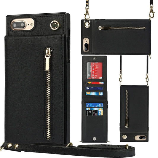 Cross-body Zipper Square TPU+PU Back Cover Case with Holder & Card Slots & Wallet & Strap, For iPhone 8 Plus / 7 Plus, For iPhone 11, For iPhone 11 Pro, For iPhone 11 Pro Max