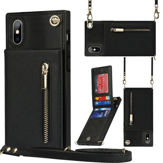 Cross-body Zipper Square TPU+PU Back Cover Case with Holder & Card Slots & Wallet & Strap, For iPhone XS / X, For iPhone XR, For iPhone XS Max