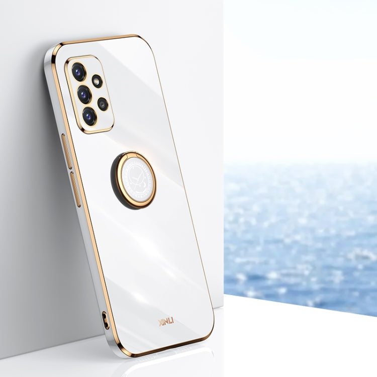 XINLI Straight Edge 6D Electroplate TPU Phone Case with Ring Holder, For Samsung Galaxy A22 4G, For Samsung Galaxy A72 5G, For Samsung Galaxy A82 5G, For Samsung Galaxy A52 5G
