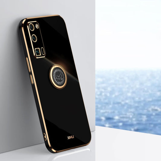 XINLI Straight Edge 6D Electroplate TPU Phone Case with Ring Holder, For Honor 30 Pro, For Honor 30S, For Honor 30 Youth