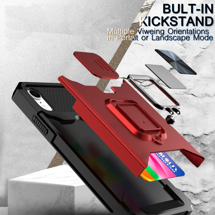 Sliding Camera Cover Design PC + TPU Shockproof Case with Ring Holder & Card Slot, For iPhone XS / X, For iPhone XR, For iPhone 11 Pro