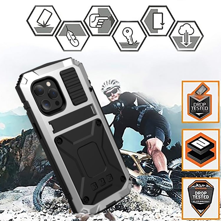R-JUST Shockproof Waterproof Dust-proof Metal + Silicone Protective Case with Holder, For iPhone 13 mini, For iPhone 13, For iPhone 13 Pro, For iPhone 13 Pro Max