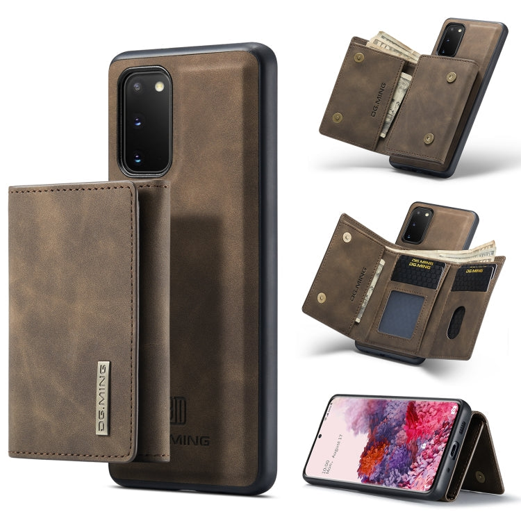DG.MING M1 Series 3-Fold Multi Card Wallet  Back Cover Shockproof Case with Holder Function, For Samsung Galaxy S20