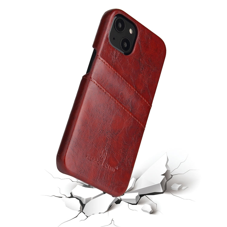 Fierre Shann Retro Oil Wax Texture PU Leather Case with Card Slots, For iPhone 13, For iPhone 13 Mini, For iPhone 13 Pro, For iPhone 13 Pro Max