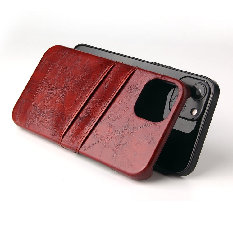 Fierre Shann Retro Oil Wax Texture PU Leather Case with Card Slots, For iPhone 13, For iPhone 13 Mini, For iPhone 13 Pro, For iPhone 13 Pro Max