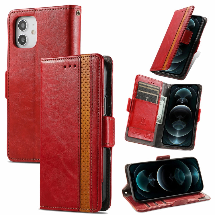 CaseNeo Business Splicing Dual Magnetic Buckle Horizontal Flip PU Leather Case with Holder & Card Slots & Wallet, For iPhone 13 Mini
