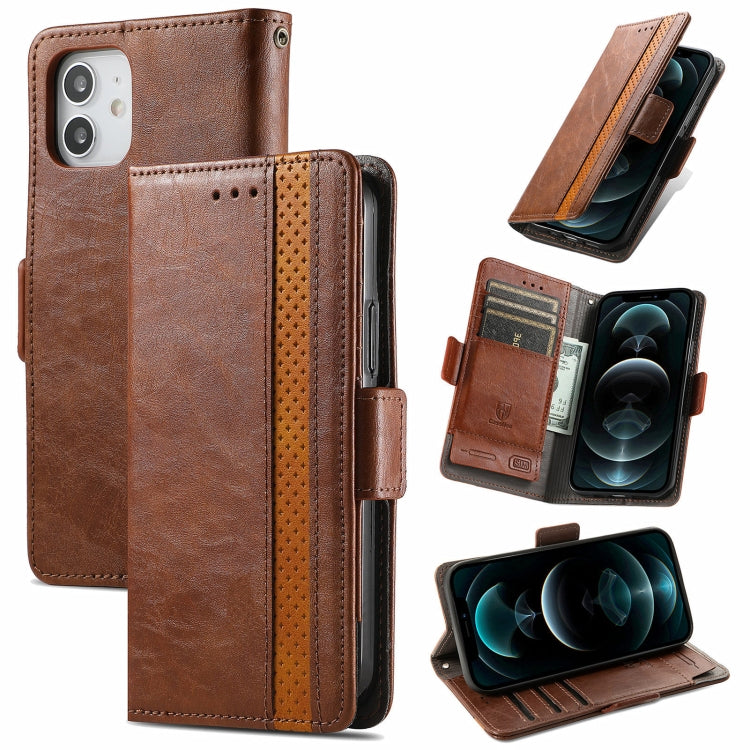 CaseNeo Business Splicing Dual Magnetic Buckle Horizontal Flip PU Leather Case with Holder & Card Slots & Wallet, For iPhone 13 Mini