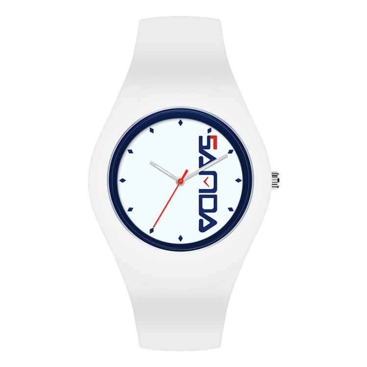 SANDA 6076 Simple Scale Round Dial Ladies Silicone Strap Quartz Watch