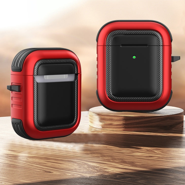 Wireless Earphones Shockproof TPU + PC Protective Case with Carabiner, For AirPods 1 / 2