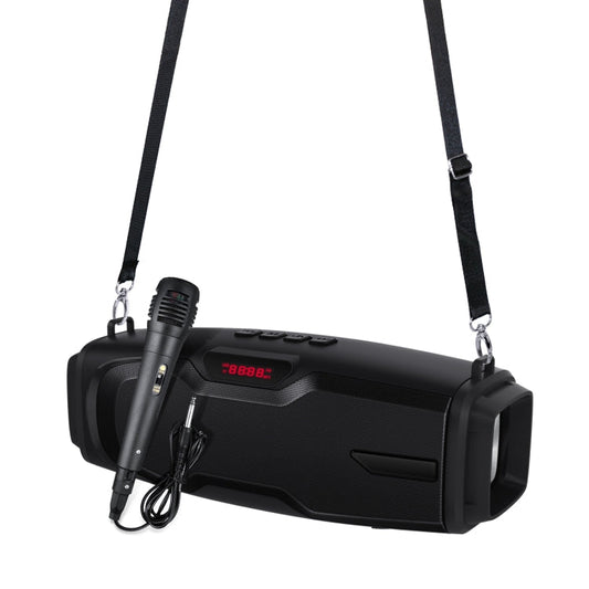 New Rixing NR-6012M Bluetooth 5.0 Portable Outdoor Karaoke Wireless Bluetooth Speaker with Microphone & Shoulder Strap, NR-6012M(Black), NR-6012M(Red), NR-6012M(Blue), NR-6012M(Green)