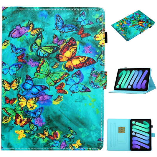 Coloured Drawing Horizontal Flip Leather Case with Holder & Card Slot & Sleep / Wake-up Function, For iPad mini 2024 / mini 6
