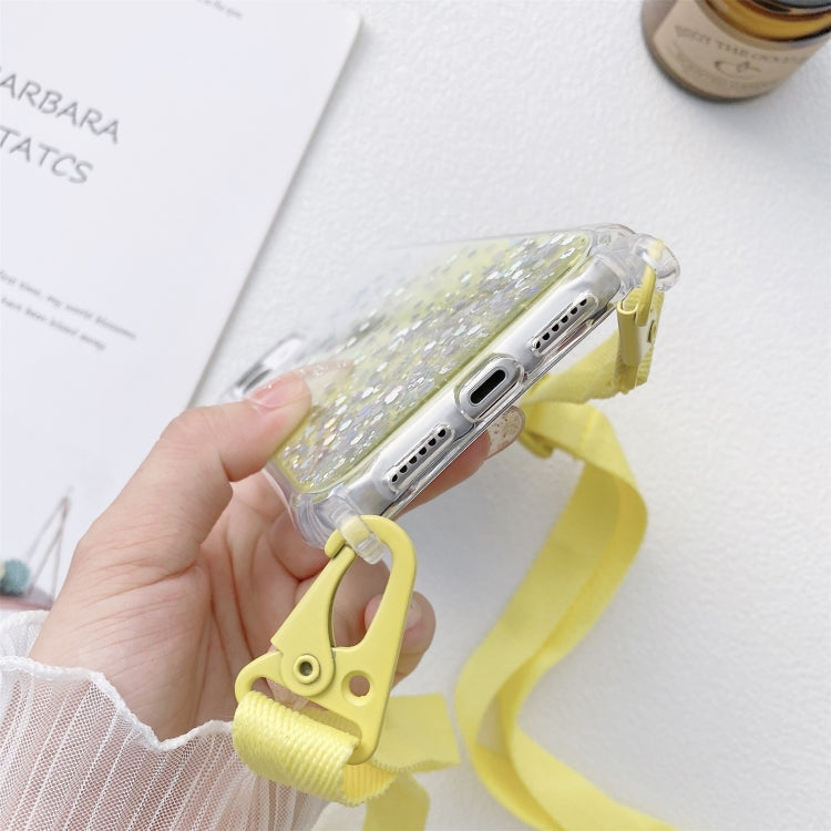Gradient Glitter Powder Epoxy TPU Thickened Acrylic Shockproof Case with Wide Neck Lanyard, For iPhone 11, For iPhone 11 Pro, For iPhone 11 Pro Max