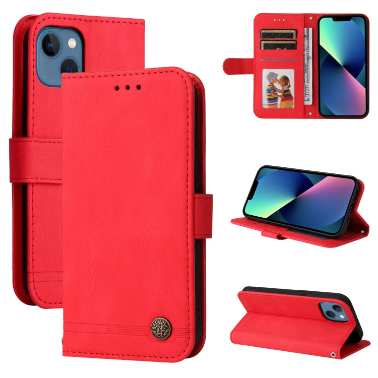 Skin Feel Life Tree Metal Button Horizontal Flip Leather Case with Holder & Card Slot & Wallet & Photo Frame & Strap, For iPhone 13 mini, For iPhone 13, For iPhone 13 Pro, For iPhone 13 Pro Max