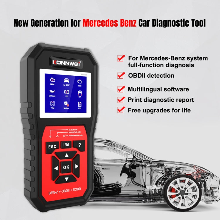KONNWEI KW460 Car 2.8 inch 12V Lead-acid Battery Tester Fault Diagnosis Instrument, KW460