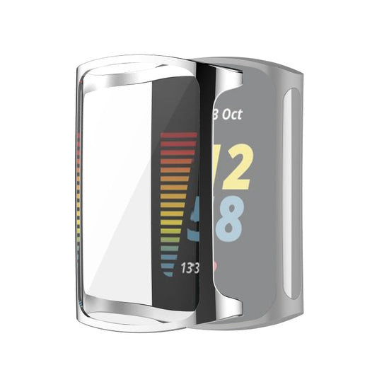 For Fitbit Charge 5 Full Coverage TPU Electroplating Protective Case Cover(Silver)