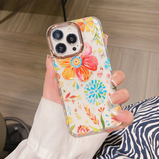 Glitter Powder Electroplating Flower Shockproof Phone Case, For iPhone 13, For iPhone 13 Pro, For iPhone 13 Pro Max