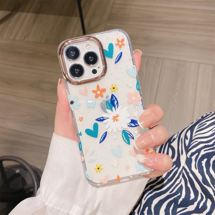 Glitter Powder Electroplating Flower Shockproof Phone Case, For iPhone 12 / 12 Pro, For iPhone 12 Pro Max, For iPhone 11