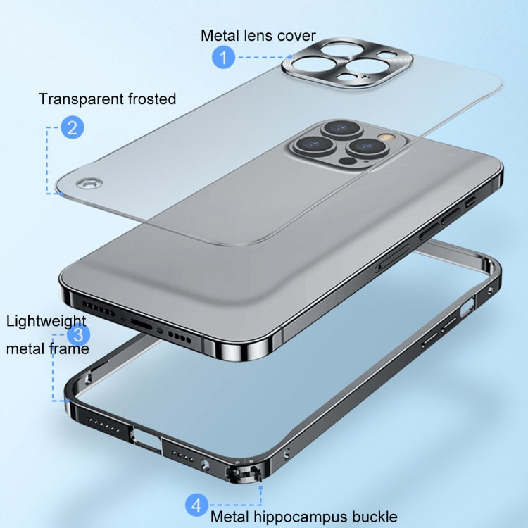 For iPhone 13 Pro Metal Frame Frosted PC Shockproof Phone Case (Black)