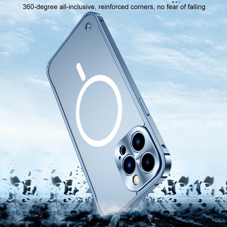 For iPhone 13 Pro Metal Frame Frosted PC Shockproof Magsafe Case (Silver)