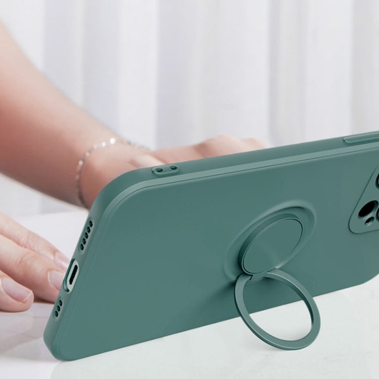 All-inclusive Liquid Silicone Phone Protective Case with Ring Holder & Lanyard, For iPhone 13