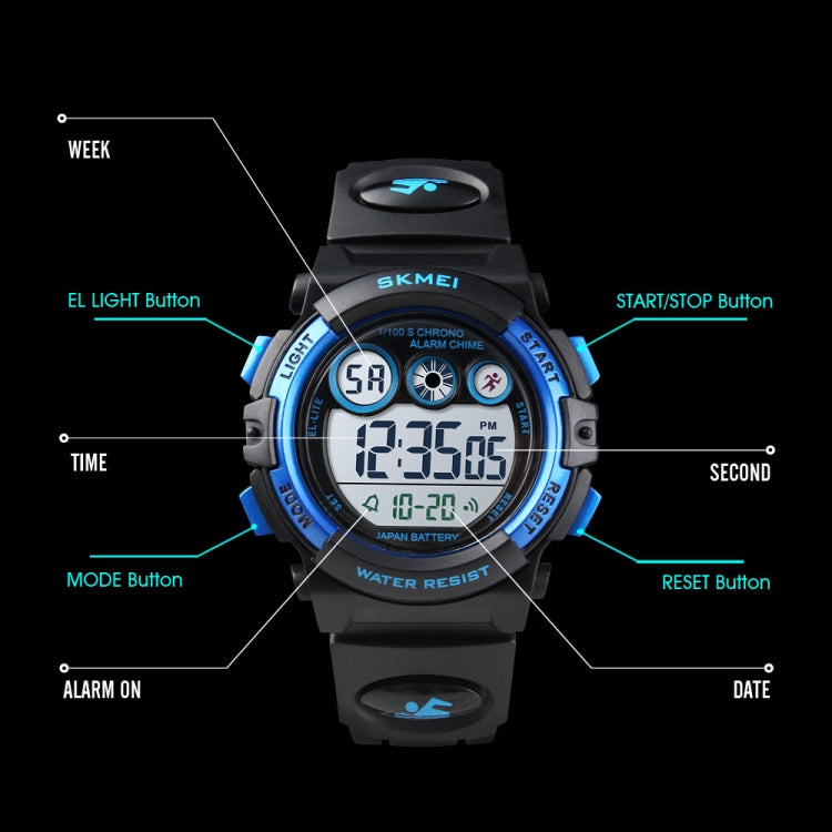 SKMEI 1451 LED Digital Stopwatch Chronograph Luminous Children Sports Electronic Watch, 1451(Black Shell Blue Circle), 1451(Transparent Pink Blue), 1451(Transparent Purple), 1451(Transparent Sky Blue), 1451(Transparent Rose Red)                        ...