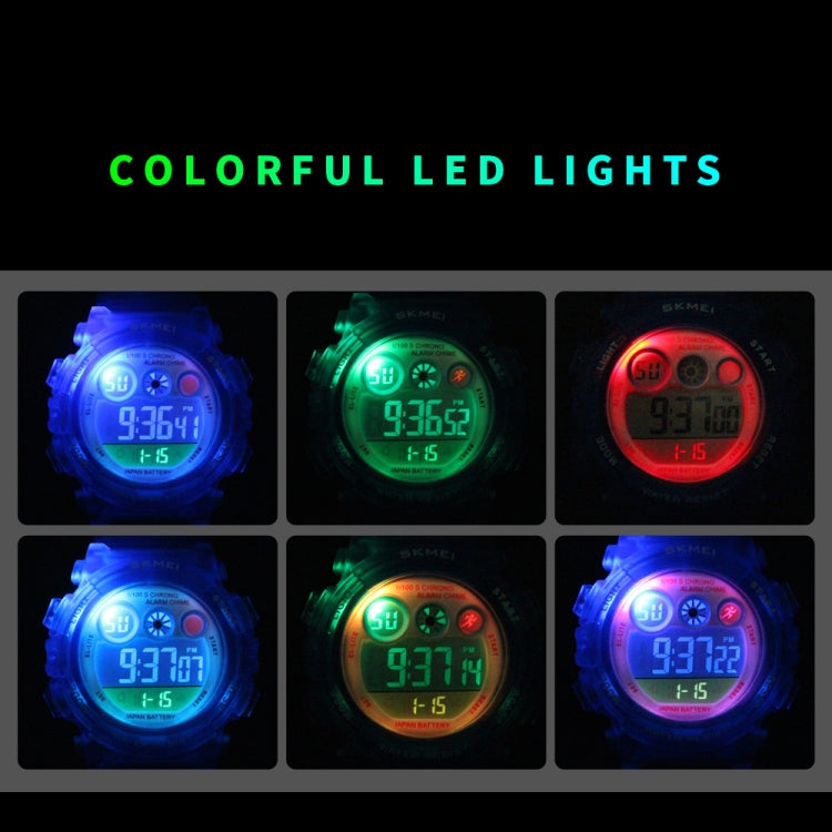 SKMEI 1451 LED Digital Stopwatch Chronograph Luminous Children Sports Electronic Watch, 1451(Black Shell Blue Circle), 1451(Transparent Pink Blue), 1451(Transparent Purple), 1451(Transparent Sky Blue), 1451(Transparent Rose Red)                        ...