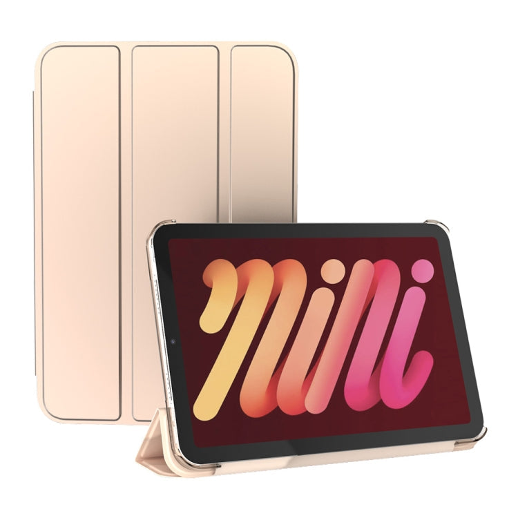 Double-sided Matte Translucent PC Tablet Leather Case with 3-folding Holder & Sleep / Wake-up Function, For iPad mini 2024 / mini 6
