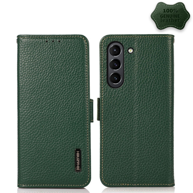 KHAZNEH Side-Magnetic Litchi Genuine Leather RFID Phone Case, For Samsung Galaxy S20+, For Samsung Galaxy S20, For Samsung Galaxy S20 Ultra, For Samsung Galaxy S21 FE 5G, For Samsung Galaxy S21+ 5G, For Samsung Galaxy S21 5G