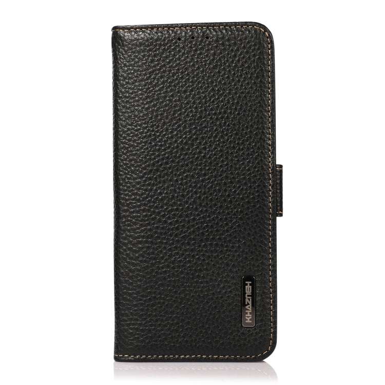 KHAZNEH Side-Magnetic Litchi Genuine Leather RFID Phone Case, For Samsung Galaxy A73 5G